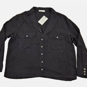 NWT Anine Bing Women's Black Button Down Shirt/Jacket 100% Tencel Size Large NWT